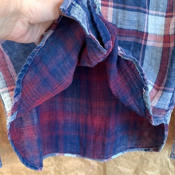 Indigo Rein Blue Red Plaid Button Down Collared Long Sleeve 100% Cotton Shirt M - Picture 13 of 17